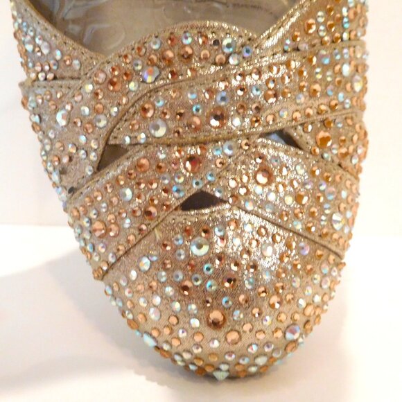Gold/Crystal 3" Ankle Strap Heels - Picture 2 of 4